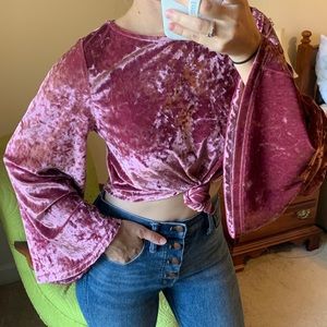 NWOT pink bell sleeve crop top